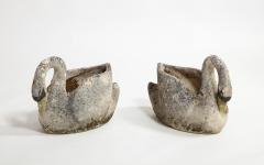 Midcentury French Pair of Concrete Swan Planters - 3535337