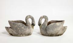 Midcentury French Pair of Concrete Swan Planters - 3535338