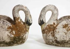 Midcentury French Pair of Concrete Swan Planters - 3535341