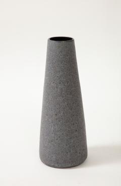 Midcentury Grey and Black Cylindrical Lava Glazed Vase - 3088021