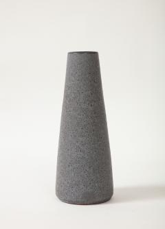 Midcentury Grey and Black Cylindrical Lava Glazed Vase - 3088027