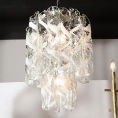 Midcentury Hand Blown Murano Translucent and White Glass Helix Form Chandelier - 1733139