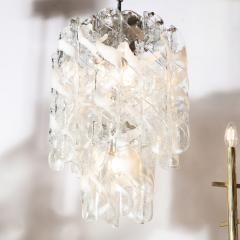 Midcentury Hand Blown Murano Translucent and White Glass Helix Form Chandelier - 1733140
