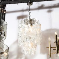 Midcentury Hand Blown Murano Translucent and White Glass Helix Form Chandelier - 1733141