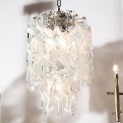 Midcentury Hand Blown Murano Translucent and White Glass Helix Form Chandelier - 1733142