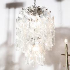 Midcentury Hand Blown Murano Translucent and White Glass Helix Form Chandelier - 1733144
