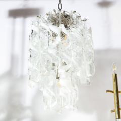 Midcentury Hand Blown Murano Translucent and White Glass Helix Form Chandelier - 1733151