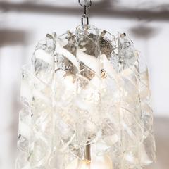Midcentury Hand Blown Murano Translucent and White Glass Helix Form Chandelier - 1733152