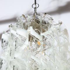 Midcentury Hand Blown Murano Translucent and White Glass Helix Form Chandelier - 1733153