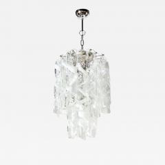 Midcentury Hand Blown Murano Translucent and White Glass Helix Form Chandelier - 1734217