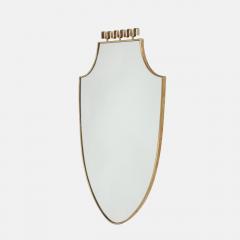 Midcentury Italian Brass Shield Shaped Mirror - 4270736