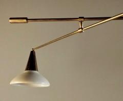 Midcentury Italian Brass and Lacquered Metal Chandelier with Two Articulate Arms - 936072