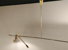 Midcentury Italian Brass and Lacquered Metal Chandelier with Two Articulate Arms - 936075