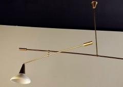 Midcentury Italian Brass and Lacquered Metal Chandelier with Two Articulate Arms - 936076