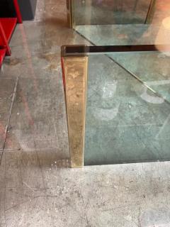 Midcentury Italian Coffee Table with Crystal Glass Top 1970s - 1805895