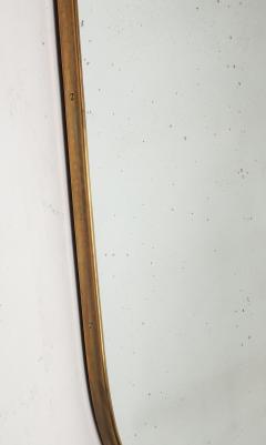 Midcentury Italian Grand Scale Shield Shaped Brass Mirror  - 4341545