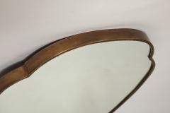 Midcentury Italian Large Shield Shaped Beaded Brass Wall Mirror - 4454235