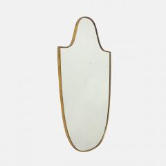 Midcentury Italian Large Shield Shaped Brass Wall Mirror - 4398684