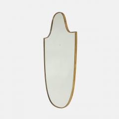 Midcentury Italian Large Shield Shaped Brass Wall Mirror - 4398685