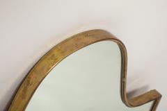 Midcentury Italian Large Shield Shaped Brass Wall Mirror - 4398688