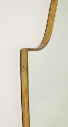 Midcentury Italian Large Shield Shaped Brass Wall Mirror - 4398691