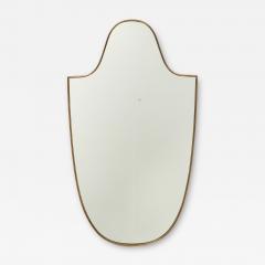 Midcentury Italian Large Shield Shaped Brass Wall Mirror - 4401757