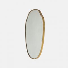 Midcentury Italian Large Shield Shaped Brass Wall Mirror - 4454297