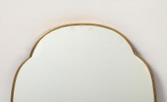Midcentury Italian Large Shield Shaped Brass Wall Mirror - 4454298