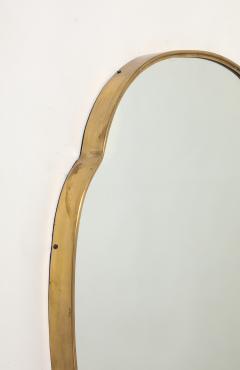 Midcentury Italian Large Shield Shaped Brass Wall Mirror - 4454299