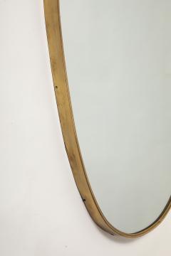 Midcentury Italian Large Shield Shaped Brass Wall Mirror - 4454304