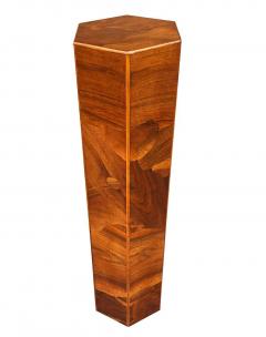 Midcentury Italian Modern Hexagonal Walnut Burl Pedestal or Side Table - 2929242