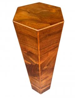 Midcentury Italian Modern Hexagonal Walnut Burl Pedestal or Side Table - 2929243