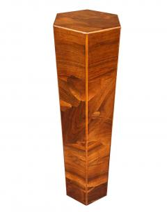 Midcentury Italian Modern Hexagonal Walnut Burl Pedestal or Side Table - 2929244