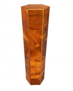 Midcentury Italian Modern Hexagonal Walnut Burl Pedestal or Side Table - 2929245