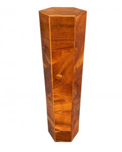 Midcentury Italian Modern Hexagonal Walnut Burl Pedestal or Side Table - 2929246