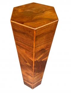 Midcentury Italian Modern Hexagonal Walnut Burl Pedestal or Side Table - 2929248