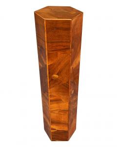 Midcentury Italian Modern Hexagonal Walnut Burl Pedestal or Side Table - 2929249