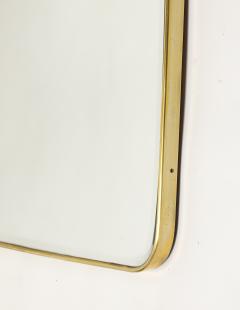 Midcentury Italian Modernist Large Shaped Brass Beveled Wall Mirror - 4398705
