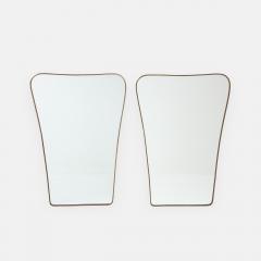 Midcentury Italian Modernist Pair of Large Shaped Brass Mirrors - 3613350