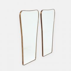 Midcentury Italian Modernist Pair of Large Shaped Brass Mirrors - 3613352