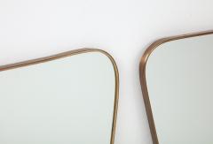 Midcentury Italian Modernist Pair of Large Shaped Brass Mirrors - 3613356