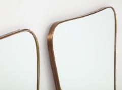Midcentury Italian Modernist Pair of Large Shaped Brass Mirrors - 3613358