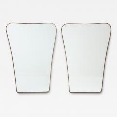 Midcentury Italian Modernist Pair of Large Shaped Brass Mirrors - 3614924