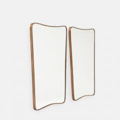 Midcentury Italian Modernist Pair of Shaped Brass Mirrors - 3793474