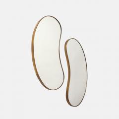 Midcentury Italian Pair of Kidney Shaped Brass Mirrors - 4281385