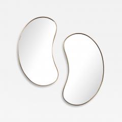 Midcentury Italian Pair of Kidney Shaped Brass Mirrors - 4281437