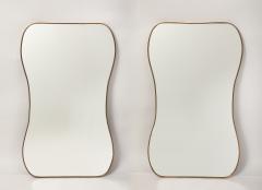 Midcentury Italian Pair of Shaped Brass Mirrors - 4281409