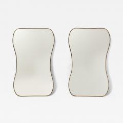 Midcentury Italian Pair of Shaped Brass Mirrors - 4281536