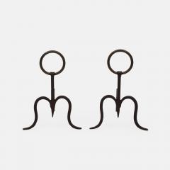 Midcentury Italian Pair of Wrought Iron Andirons - 4289274