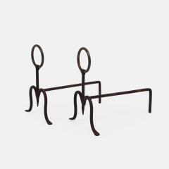 Midcentury Italian Pair of Wrought Iron Andirons - 4289275